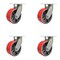 Service Caster 8'' Heavy Duty Red Poly on Cast Iron Caster Set with Swivel Locks , 4PK CRAN-SCC-KP92S830-PUR-RS-BSL-4 - alternate 1